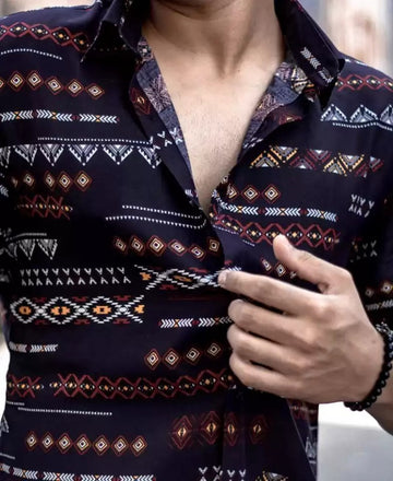 Men Regular Fit Self Design Casual Shirt